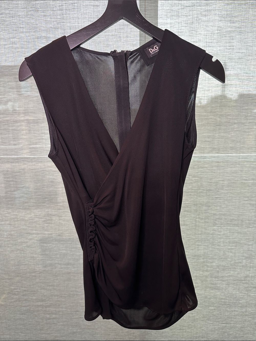 D&G Black V-Neck Sleeveless Draped Camisole